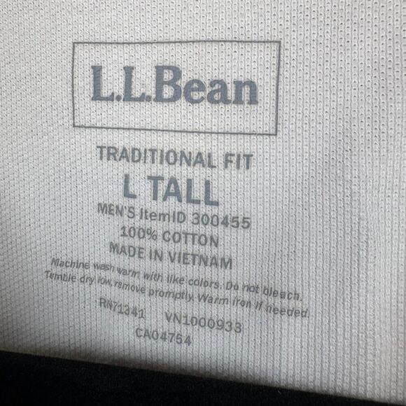 L.L. Bean Mens White Short Sleeve Preppy Golf Polo Traditional Fit Sz L Tall - Picture 3 of 3